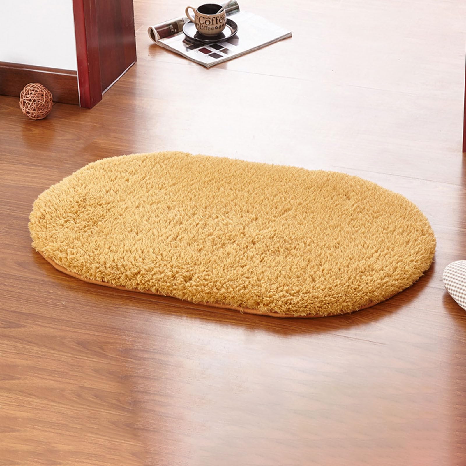 Tapis antidérapant à poils épais super doux kaki pour le salon