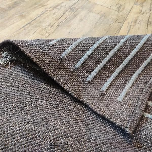 Jaipur art & Rugs Organic Cotton Yoga Mat - Eco-Friendly Hand-Woven Rug - Non Slip & Thick (24”x72”x5mm) for Everyday Fitness at Home - Comfortable Extra-Long (Grey) by Generic - Used condition - Image 3