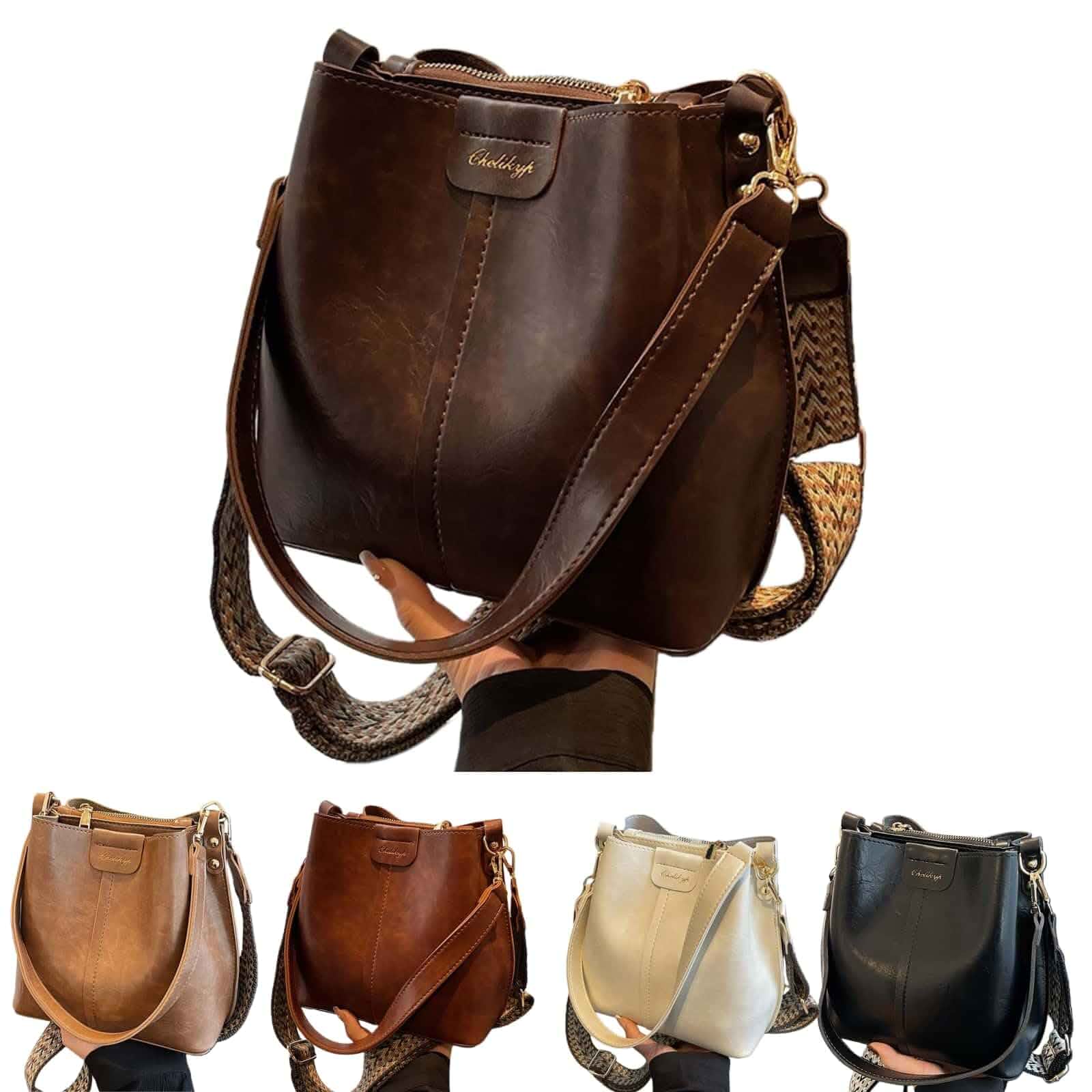 VTYFRY Crossbody Bags Purse for Women Trendy Vintage Travel Shoulder Bucket Bag Handbag Large Capacity Fashion Casual Outdoor