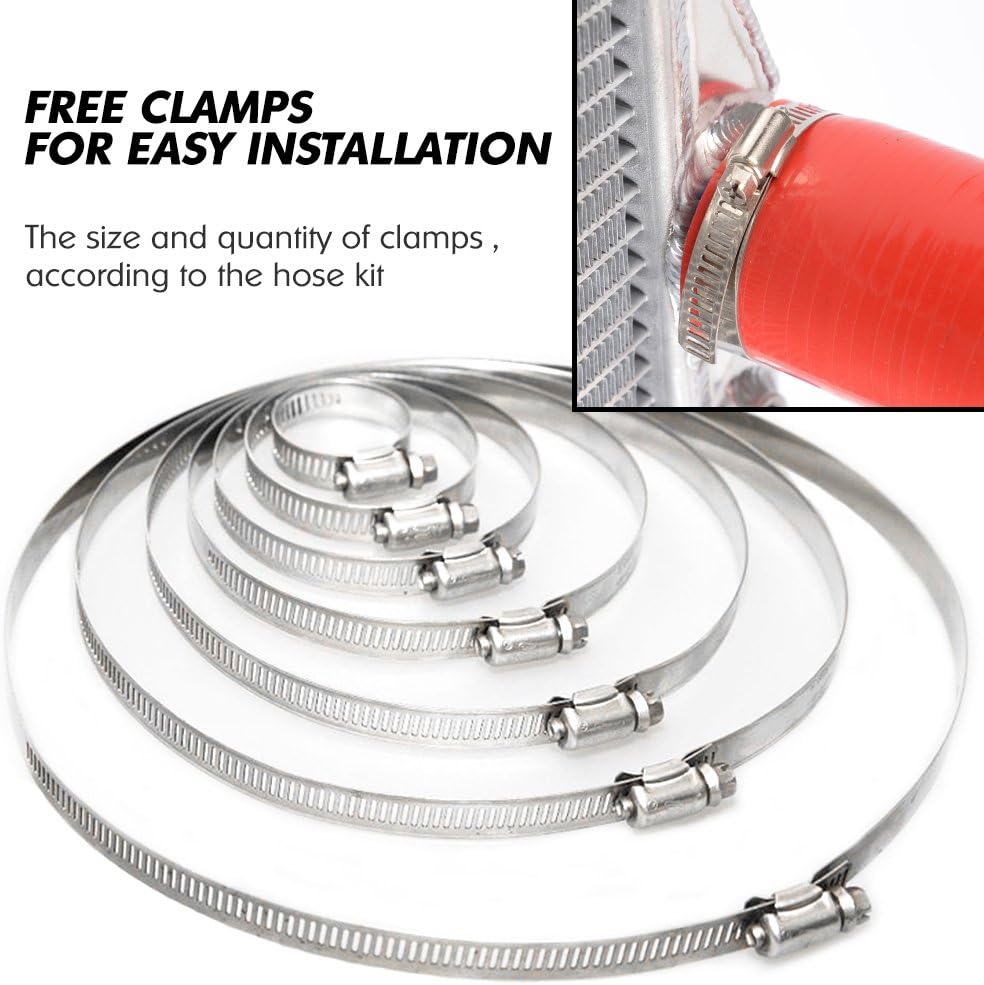 Silicone Radiator And Turbo Tube Coolant Kit Clamps Replacement For Nissan 1990-1999 91 92 93 94 95 96 97 98 300ZX VG30DETT Z32 Red