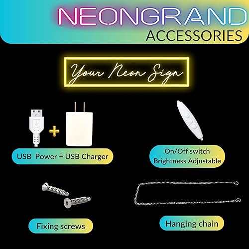 Miniatura 5 de Barra de neón de barra abierta, barra de luces de neón abierta USB (16 x 10.7 pulgadas, cargador USB incluido), letrero de barras de neón y luz LED