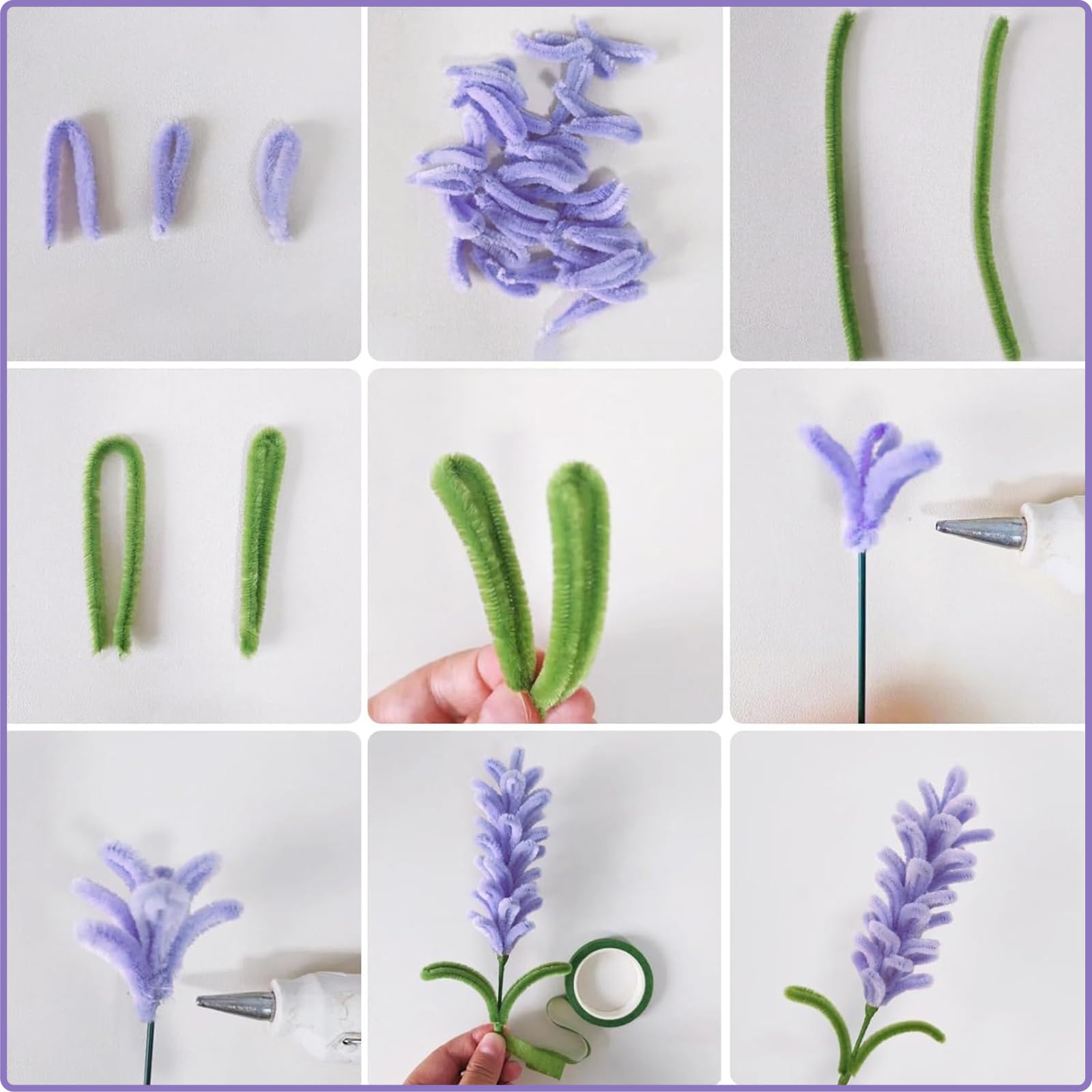 Barlone Lot De 400 Cure-pipes Pour Bricoler Des Fleurs, 4 Couleurs, Avec Fil Floral, Ruban Crépon, étamines Pour Bouquet, Bricolage, Cure-pipes, Pour Le Bricolage