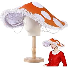 Adult Mushroom Hat Renaissance Cosplay Bead Lace | Victorian Fairy Style, Medieval Party Accessory, Pearl Trim Design, Costume Headwear for Renaissance Fair, Vintage Look