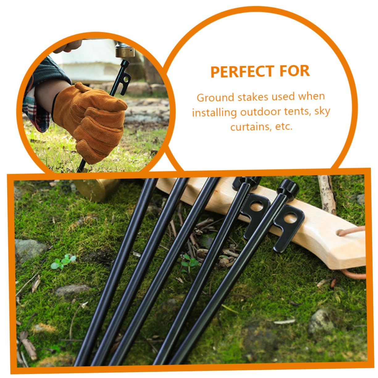 10 pièces Piquets de Tente Métal Piquets de Fixation Sol Robustes Anti-Vent pour Camping Extérieur Accessoires Tente