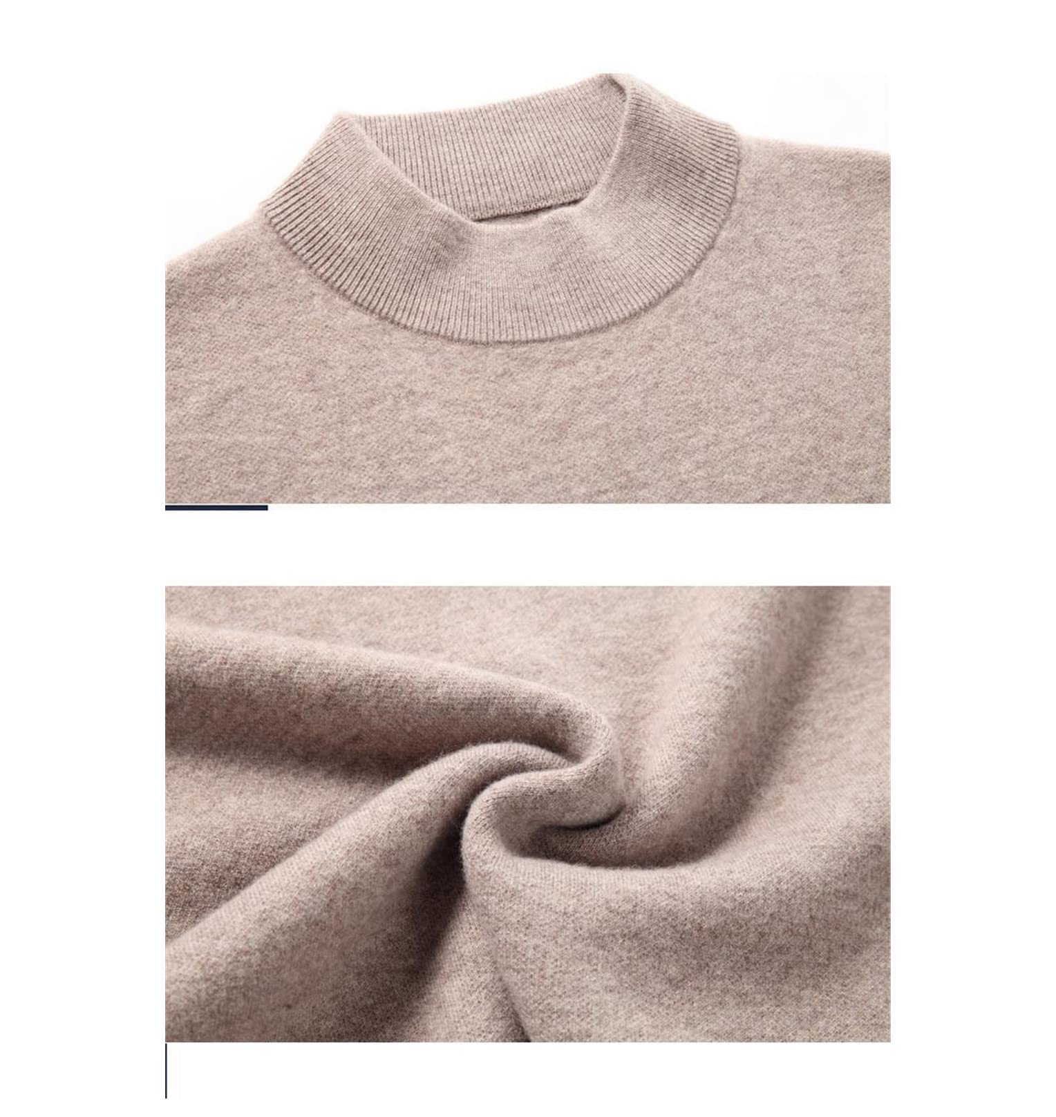 WEGUKRI Inverno che ispessisce il maglione puro del cachemire di 100%, gli uomini metà alto collare lavorato a maglia inferiore pullover, D, XL