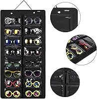 Vista 2 de AROUY Organizador de gafas de sol, organizador de gafas con bolsillo para colgar en la pared - Organizador de gafas de sol con 16 ranuras de fieltro