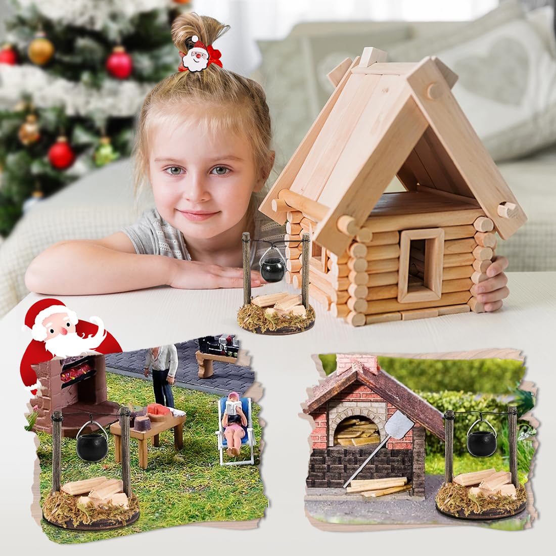 Mini Feu De Camp LED Pour Maison De Poupée – Accessoire De Noël Avec Bûches Miniatures, Décoration Réaliste Pour Scène Champêtre