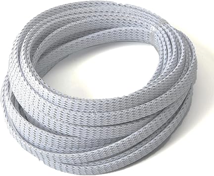 Othmro 16.4ft Length Expandable PET Flexible Braided Cable Sleeves 0.31in Width Wire Loom Sleeving and Organizer Flexible Wire Mesh Sleeves for TV Audio PC Computer Cords from Pet Chewing Silver White