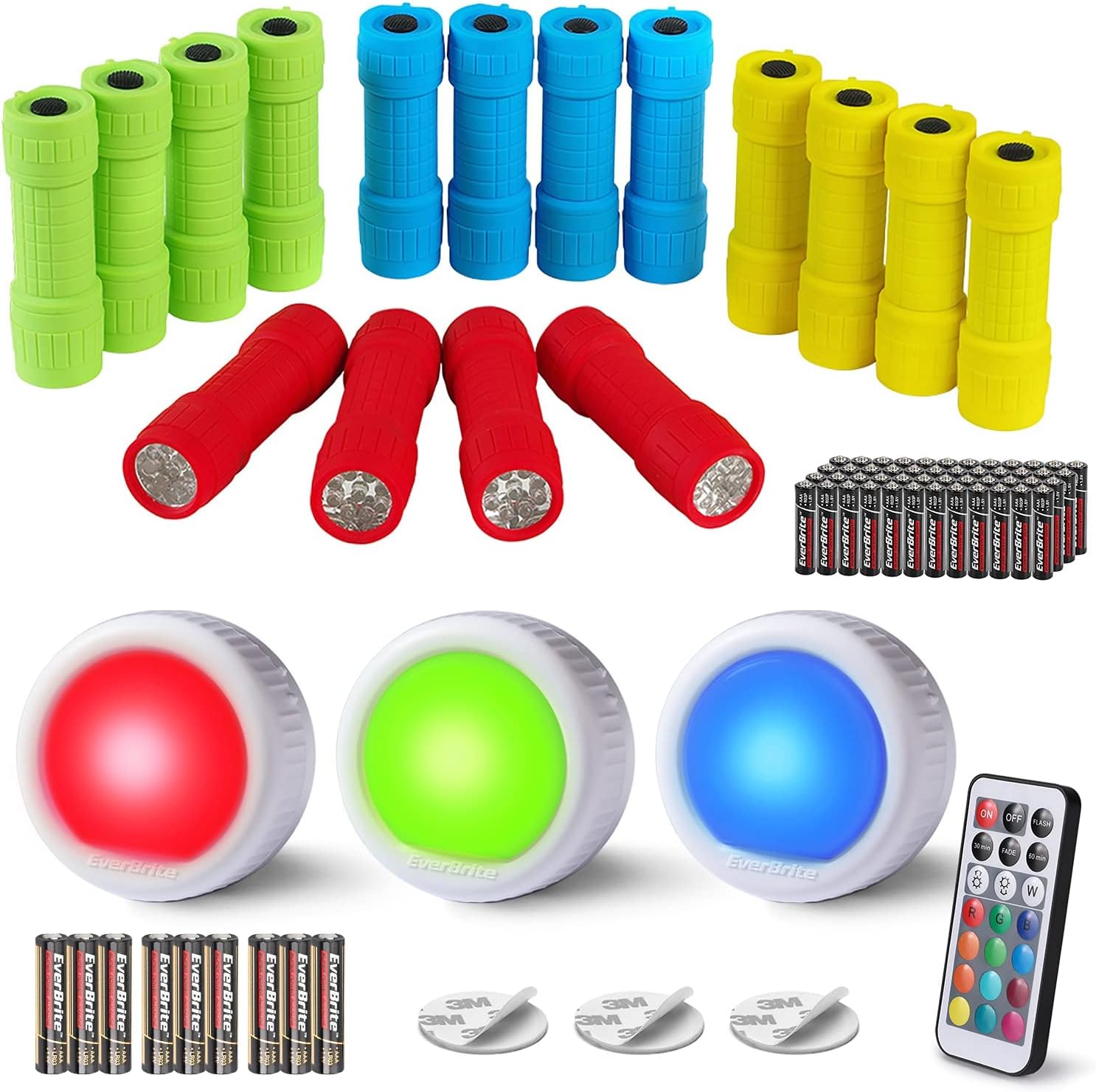 EverBrite 16-pack Mini LED Flashlight & 3pc Tap Light, AAA Batteries Included