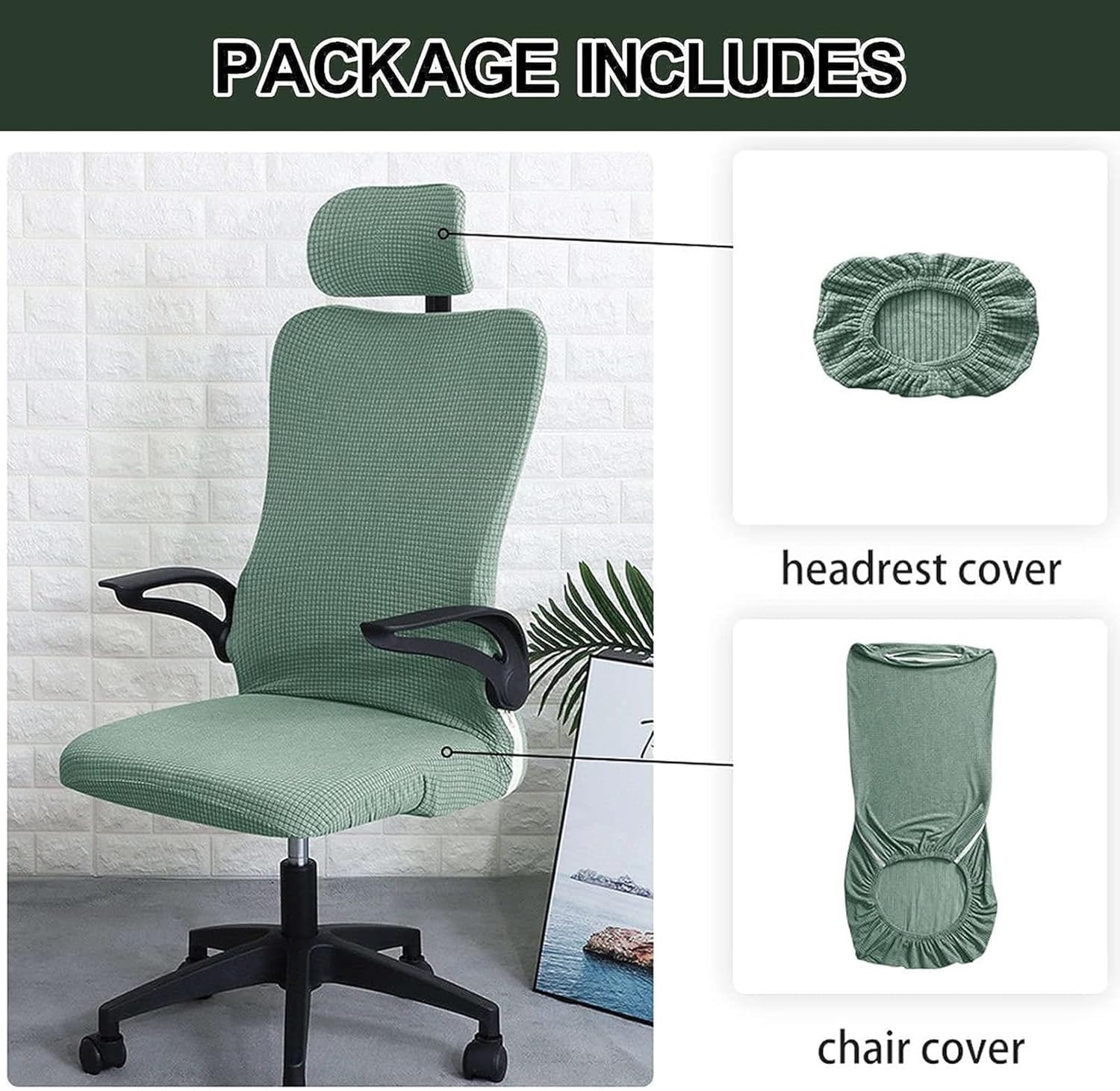 Gaming Chair Cover, Stretch Waterproof Anti-Slip High-Back Computer Chair Protector Cover, with Zipper, for Home Office,F