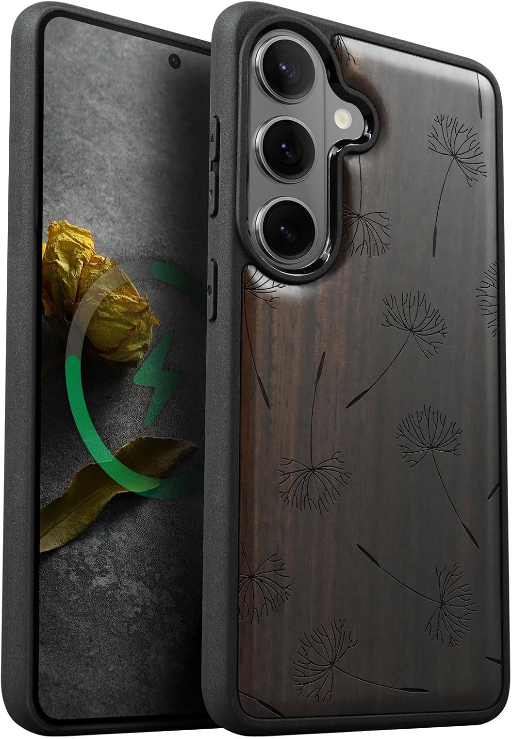 Carveit Magnetic Wooden Case for Galaxy S26+ Samsung S26 Plus Case, TPU Shockproof Cover & Wood Engraved, Compatible with MagSafe Wireless Chargers (Seeds of Dreams and Freedom) Blackwood