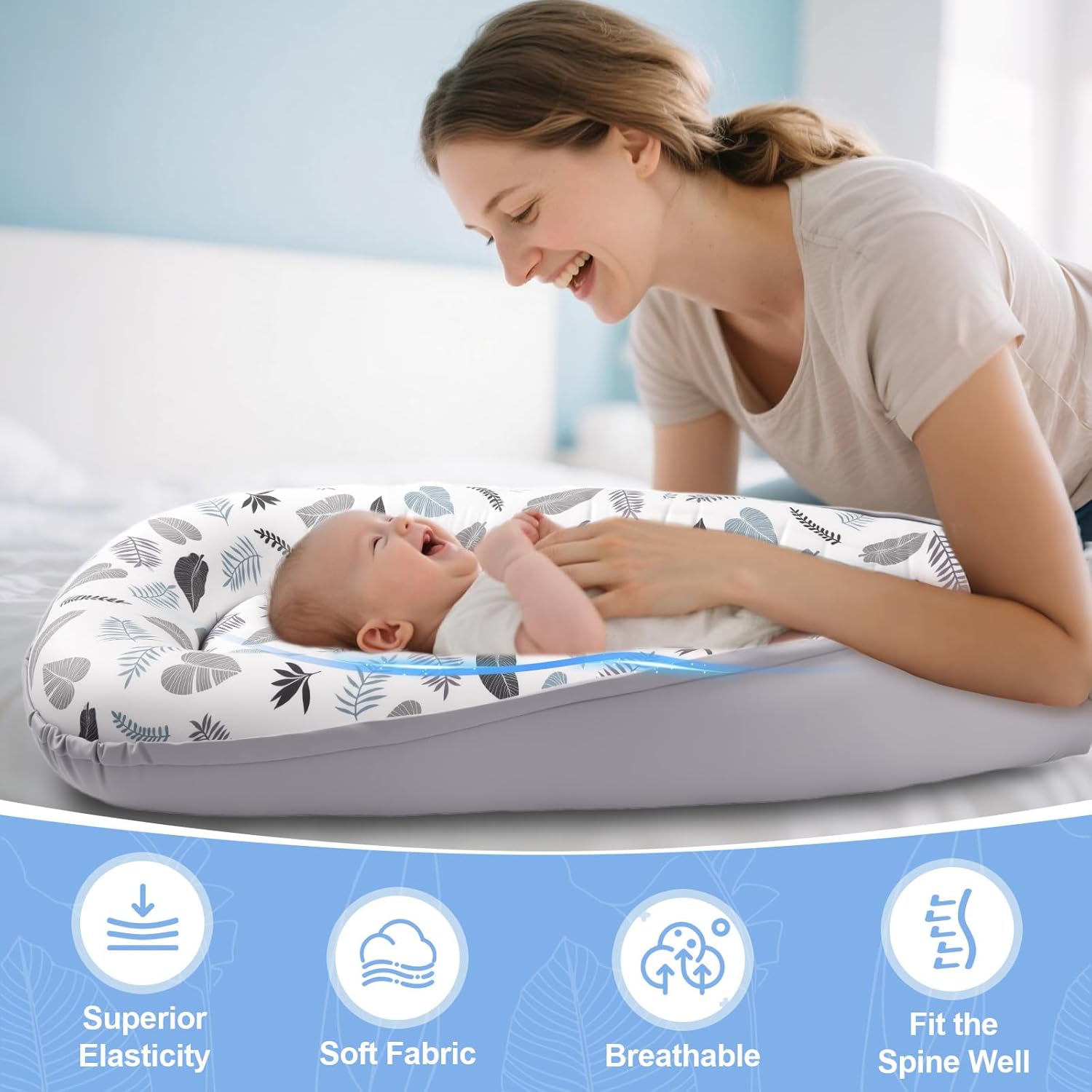 Baby Lounger, Baby Lounger for Newborn 0-24 Months, Premium Soft & Breathable Infant Lounger, Pure Cotton Baby Nest for Boys & Girls, Portable Newborn Lounger for Travel and Home. - Image 2