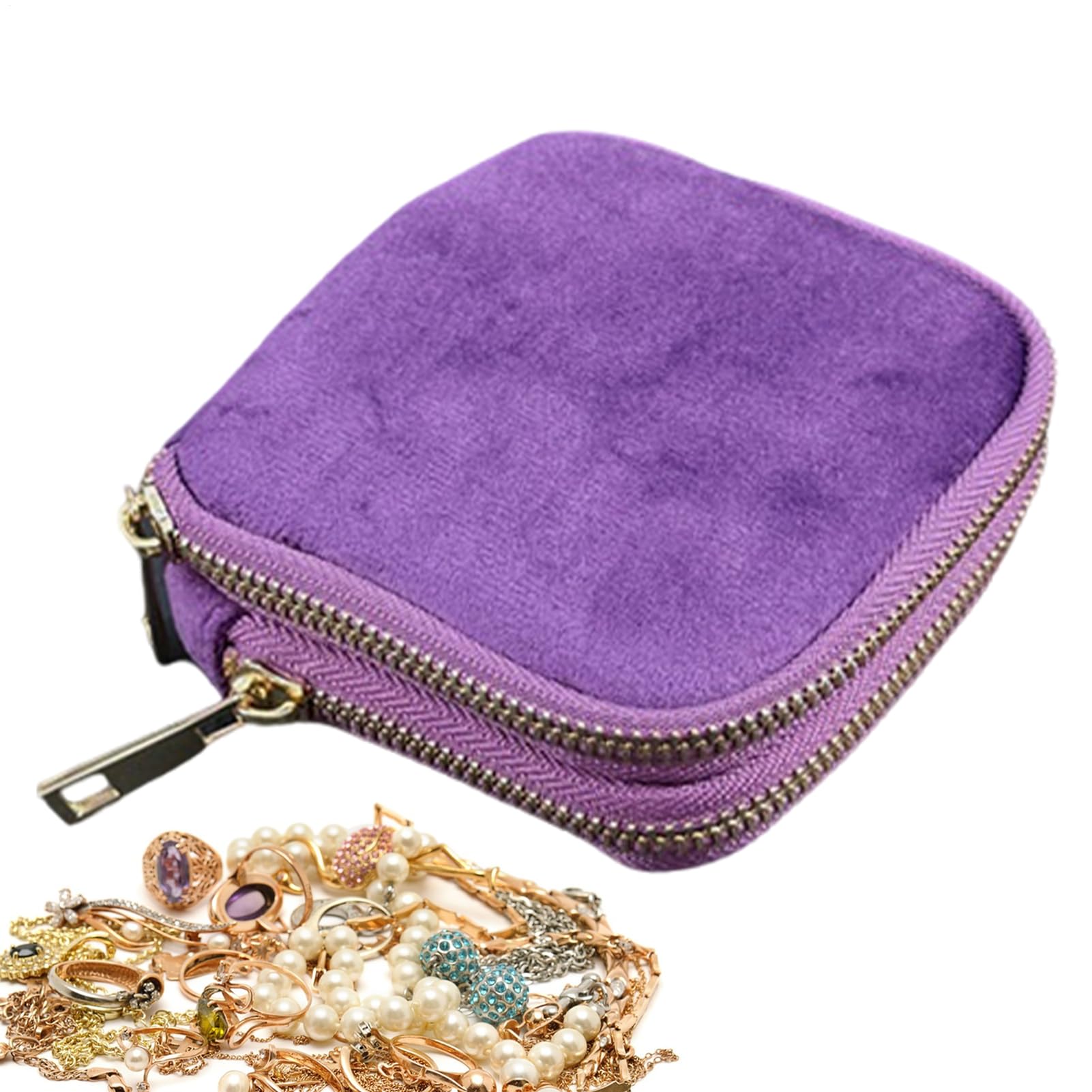Joyas para viaje sin enredos en bolso portátil de terciopelo
