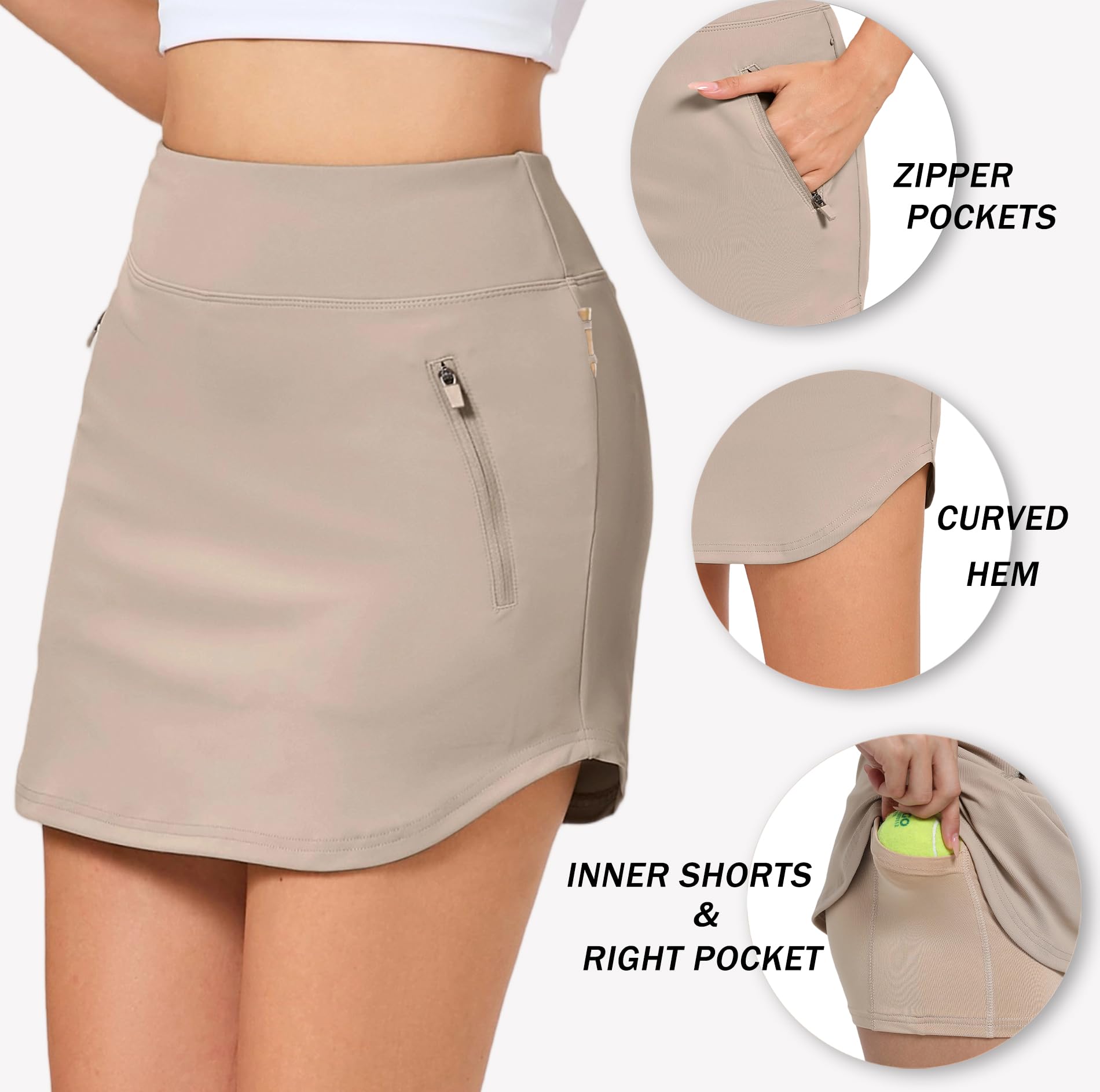 Jhsnjnr Falda de tenis para mujer con bolsillos con cremallera, corta, atlética, de cintura alta, para golf, ropa activa, faldas de verano