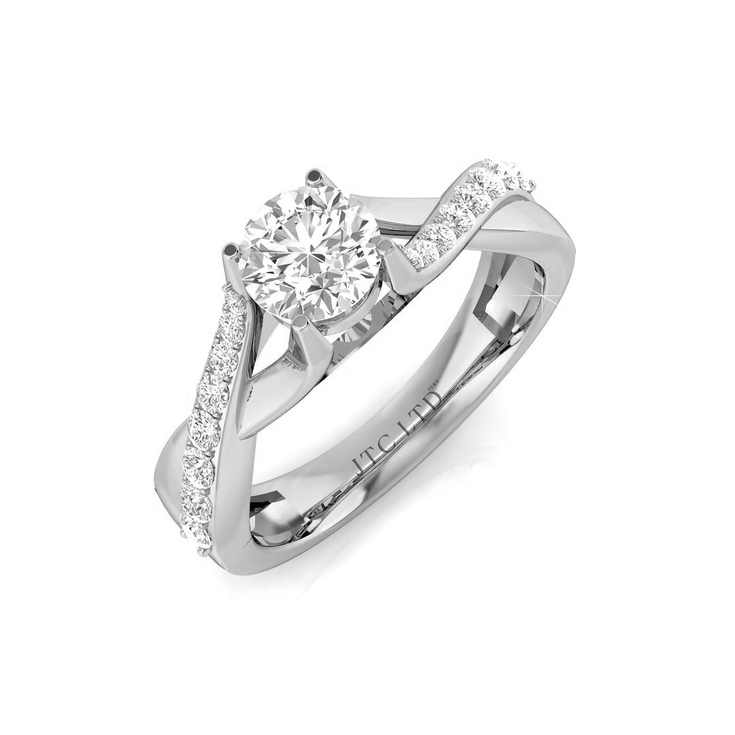 Elara Round Brilliant Cut Lab Grown Diamond Split Shank Pavé Solitaire Engagement Ring D VVS 0.50–5.00 Carat 9K 18K Gold or Platinum