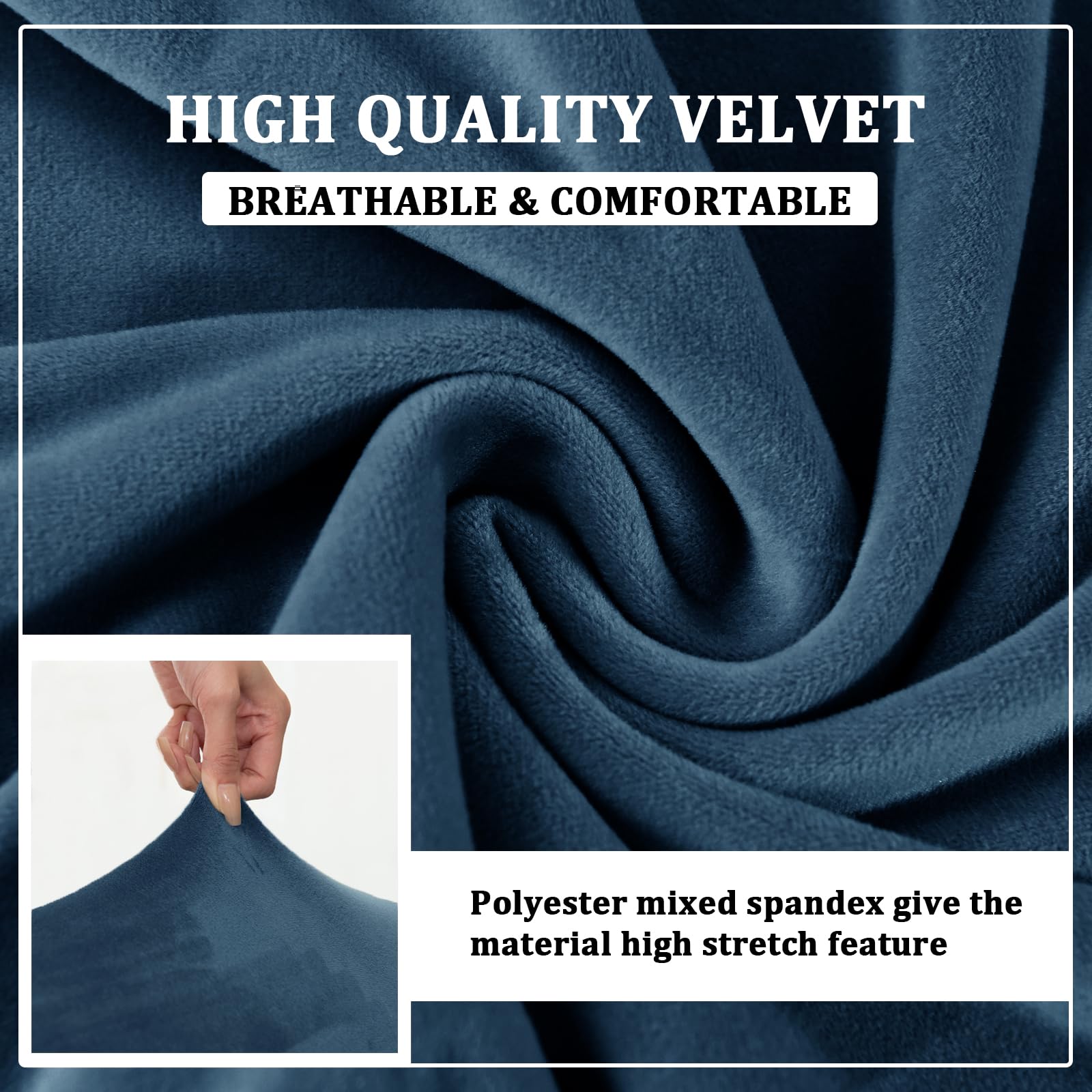 Set di 4 coprisedia elastici in velluto elasticizzato con braccioli, protezione per sedia da ufficio, blu ed elegante, per 2/4/6 sedie