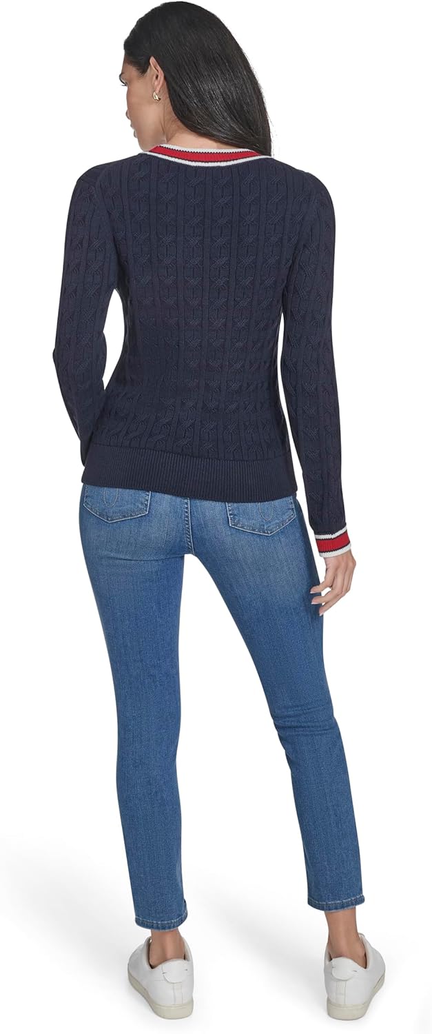 Nautica Women's Long Sleeve Cable Crewneck Sweater - Image 4