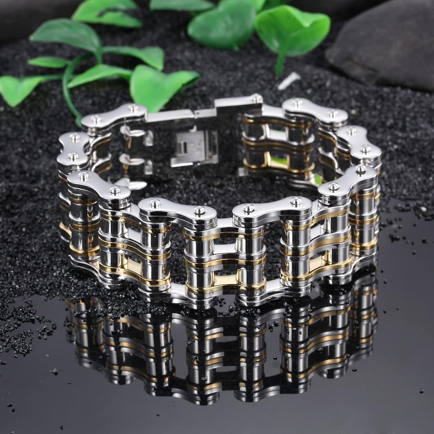 BMART Men's Bracelet Motorcycle Chain Bracelet Mechanical Bracelet Bicycle Chain Bracelet 316L Stainless Steel Silver Chain Bracelet