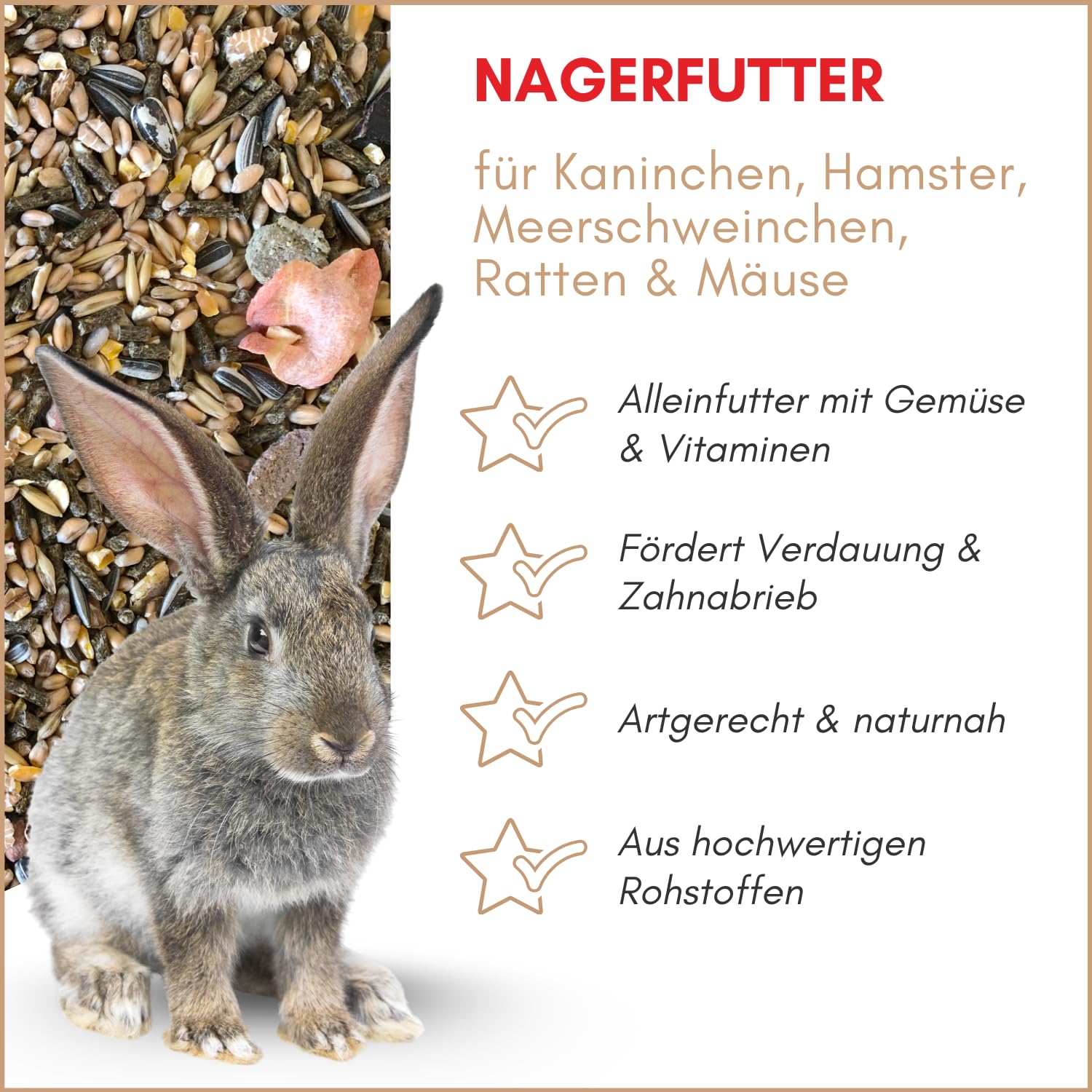 Supravit Nagerfutter I Kleintierfutter 25kg I Premium Futter | - Mischung ideal für Hamster, Kaninchen, Zwergkaninchen, Meerschweinchen, Mäuse & Ratten I Alleinfuttermittel für Nager