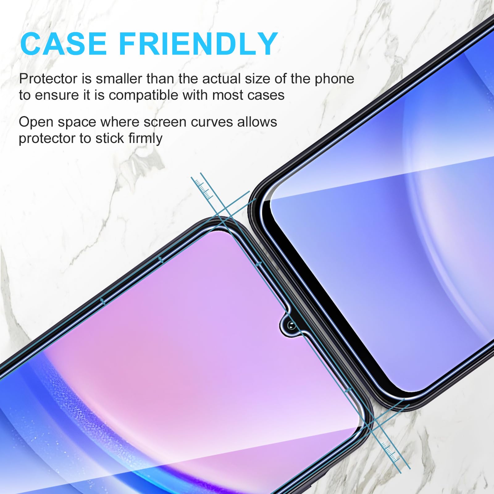 Phoona Vetro Temperato per Samsung Galaxy A15 4G/5G, 2 Pezzi Pellicola Protettiva per Samsung A15, Durezza 9H, Anti Graffio, Anti-Impronte, Senza Bolle(6,5 pollici)