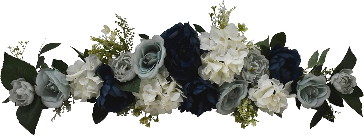 v-max 32" Peony Rose Hydrangea Swag - Blue