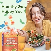 Vista 6 de Paquete de 2) Totaria - Gomitas de probióticos, prebióticos y postbióticos sin azúcar, 5 en 1, con enzimas digestivas, para mujeres y hombres, sabor