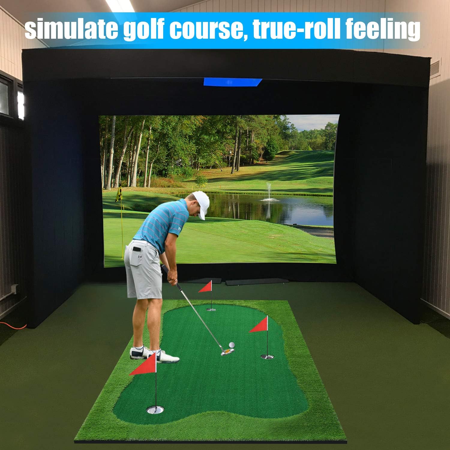 BOBURN Golf Putting Green/Mat-Golf Training Mat- Professional Golf Practice Mat- Green Long Challenging Putter for Indoor/Outdoor (Green, 5x10ft) : Sports & Outdoors