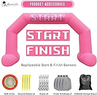 Vista 3 de Arco inflable de línea de meta de arranque de 20 pies rosa con potente soplador