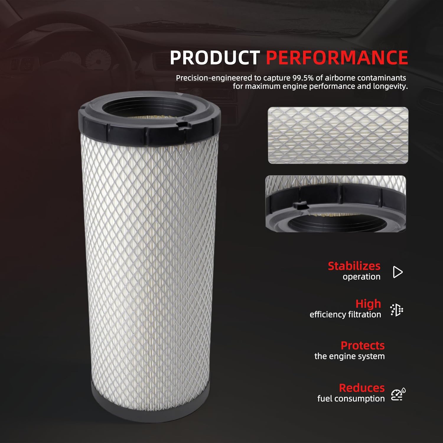 5Pcs Maintenance Filter Kit Fit for Kioti CK25 CK27 CK30 CK35 Tractor, Replace 84612-43160, T2185-38031, T2195-38031, P822768, E7230-11081, E6201-32443