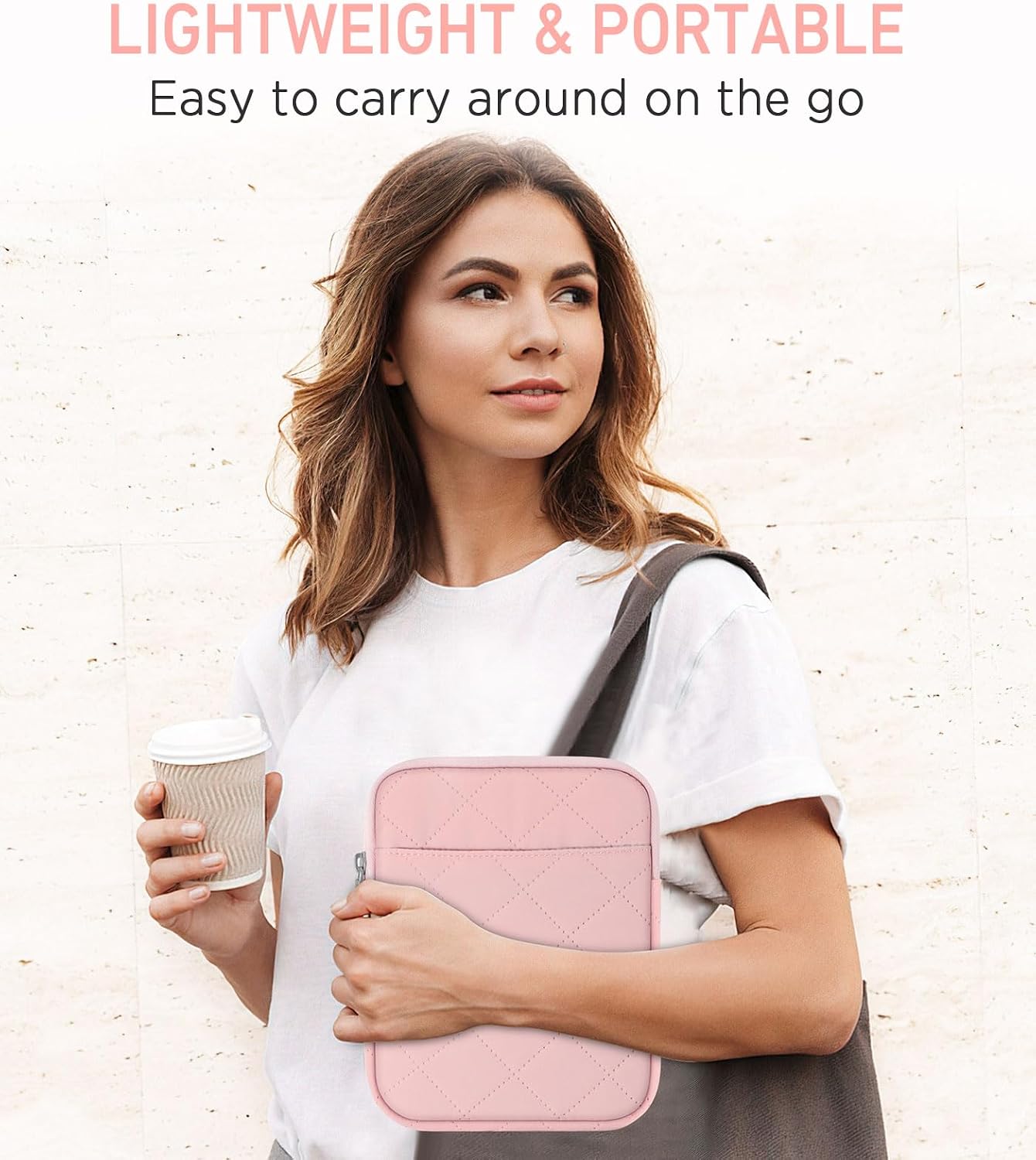 MoKo 6-7 inch Padded E-Reader Sleeve Case with Dual Pockets Fits with 6/6.8/7-inch E-Reader/Nook/Kobo, Protective Sleeve Cover Pouch Bag Carrying Case, Pink