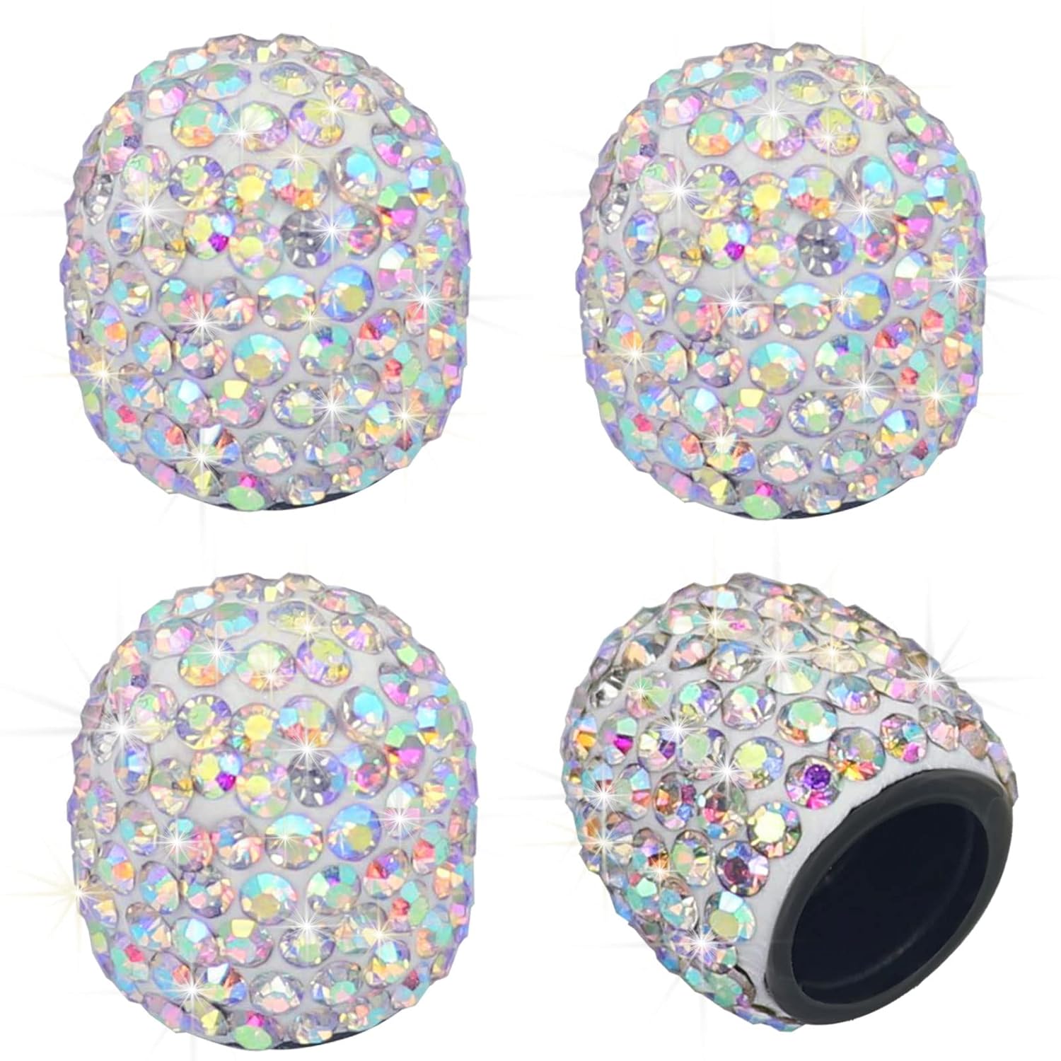 Bling Tire Valve Stem Caps 4 Pack Universal Handmade Crystal Rhinestone Chrome Car Valve Stem Covers Bling Car