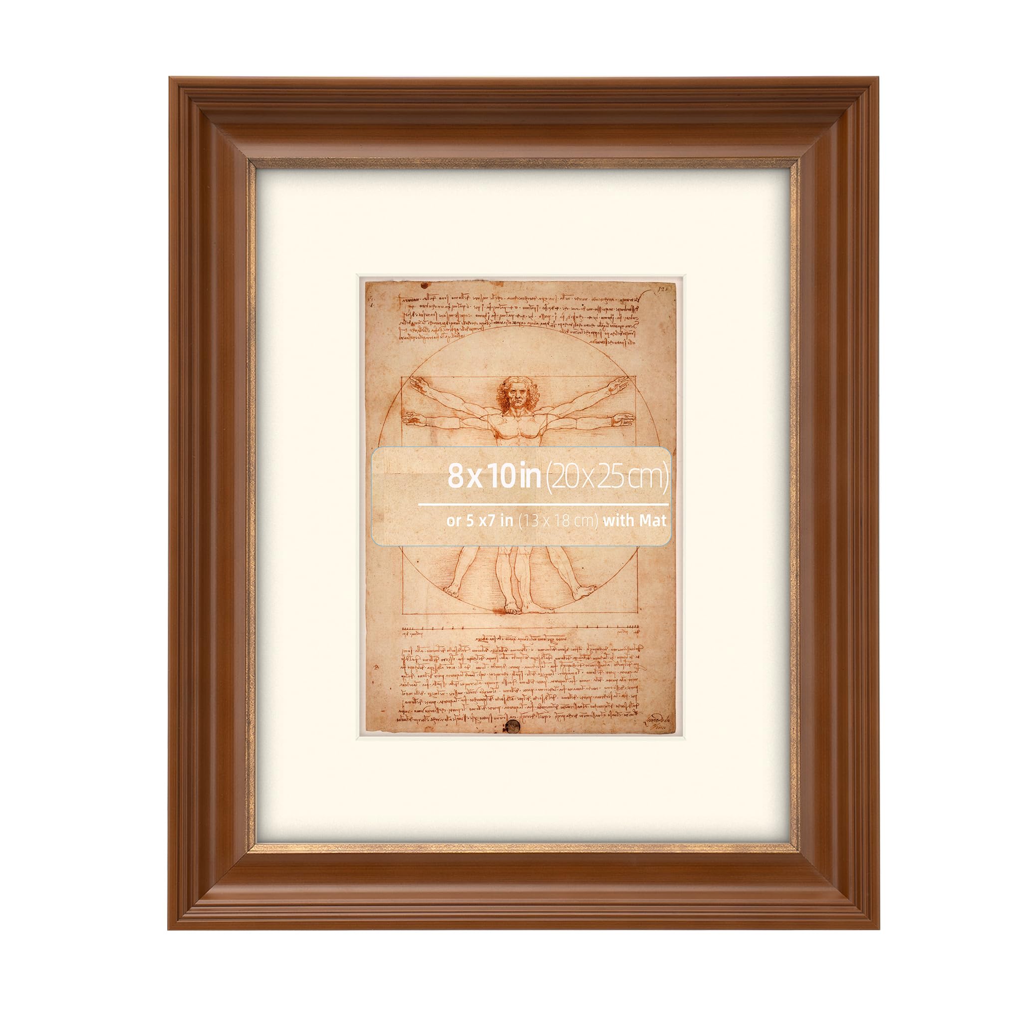 WYNCO 12x16 Walnut Beveled Design Ornate Classic Wooden Picture Frame, Matted to 9x12 Inches, Plexiglass Cover, Vertical or Horizontal Wall Mount Display, 2 Pack