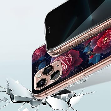 Case Compatible with Honor X7A,Transparent Soft Bumper Phone Cover Clear Cases Shockproof TPU Silicone Bumpers Anti-Scratch Pattern-(Red flowers)