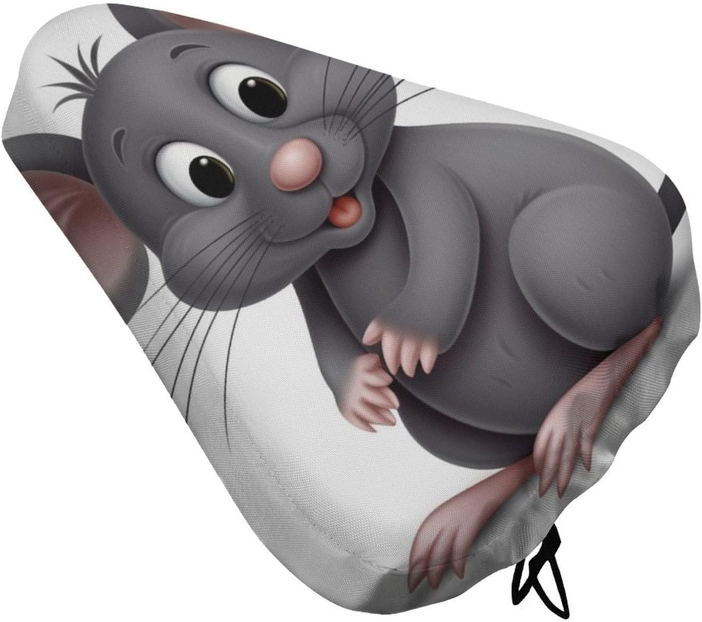 Grey Animals Bike Seat Cushion Waterproof Road Bike Seat Cover for Women Men Comfort Bicycle Seat Rain Cover with Drawstring Padded Mountain Bikes Saddle Fit for Exercise Stationary Bikes