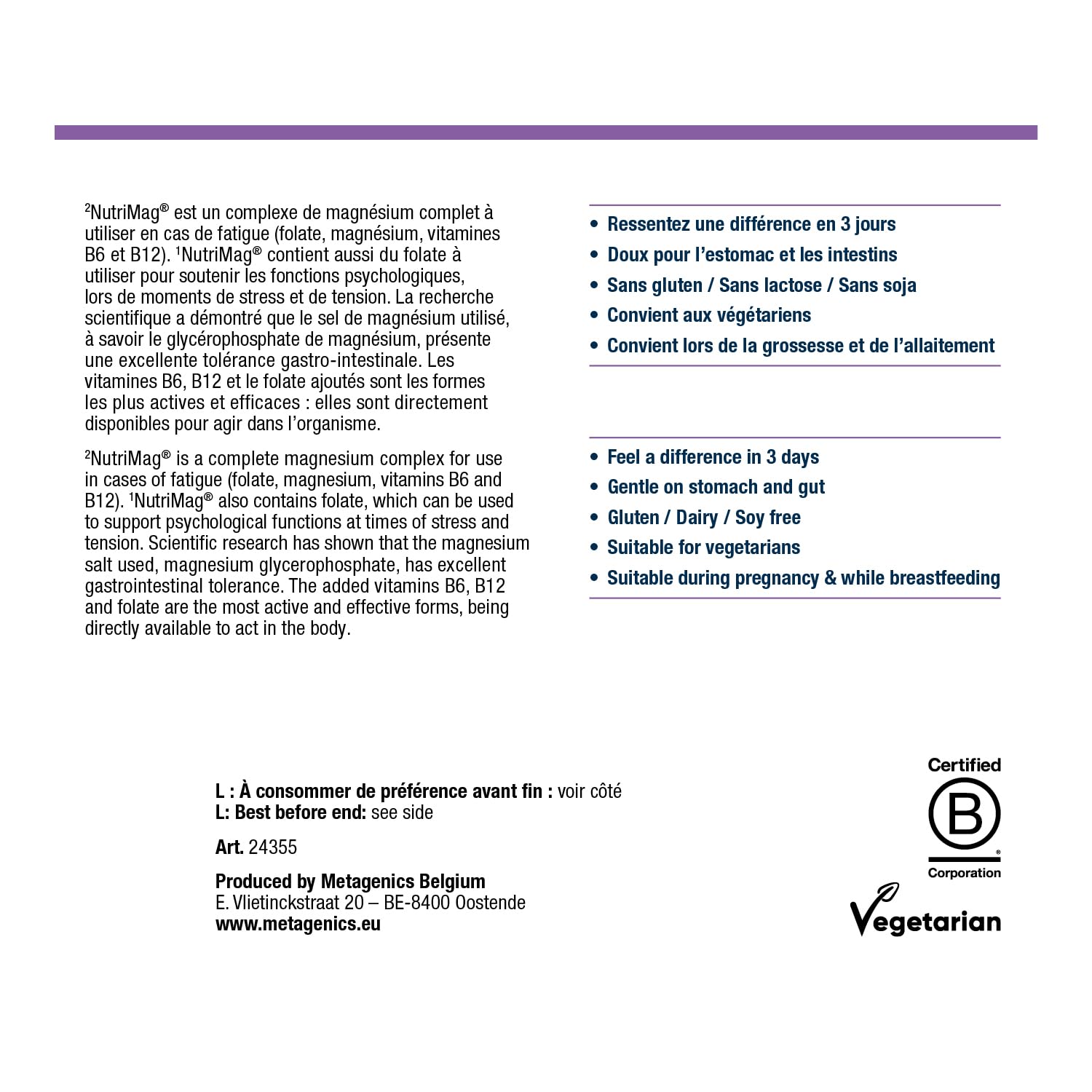 Metagenics NutriMag Magnésium, Stress Fatigue, Citron Vert, 84 Sachets | Magnésium avec vitamines B6, B12, D et folate. Contribue à réduire la fatigue et au métabolisme énergétique normal.