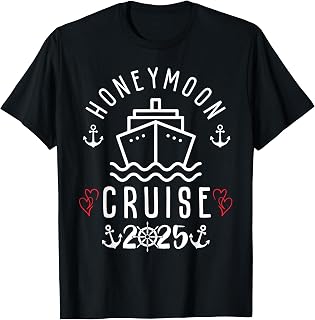 Honeymoon Cruise 2025 Couples Newlywed Vacation Matching Black T-Shirt