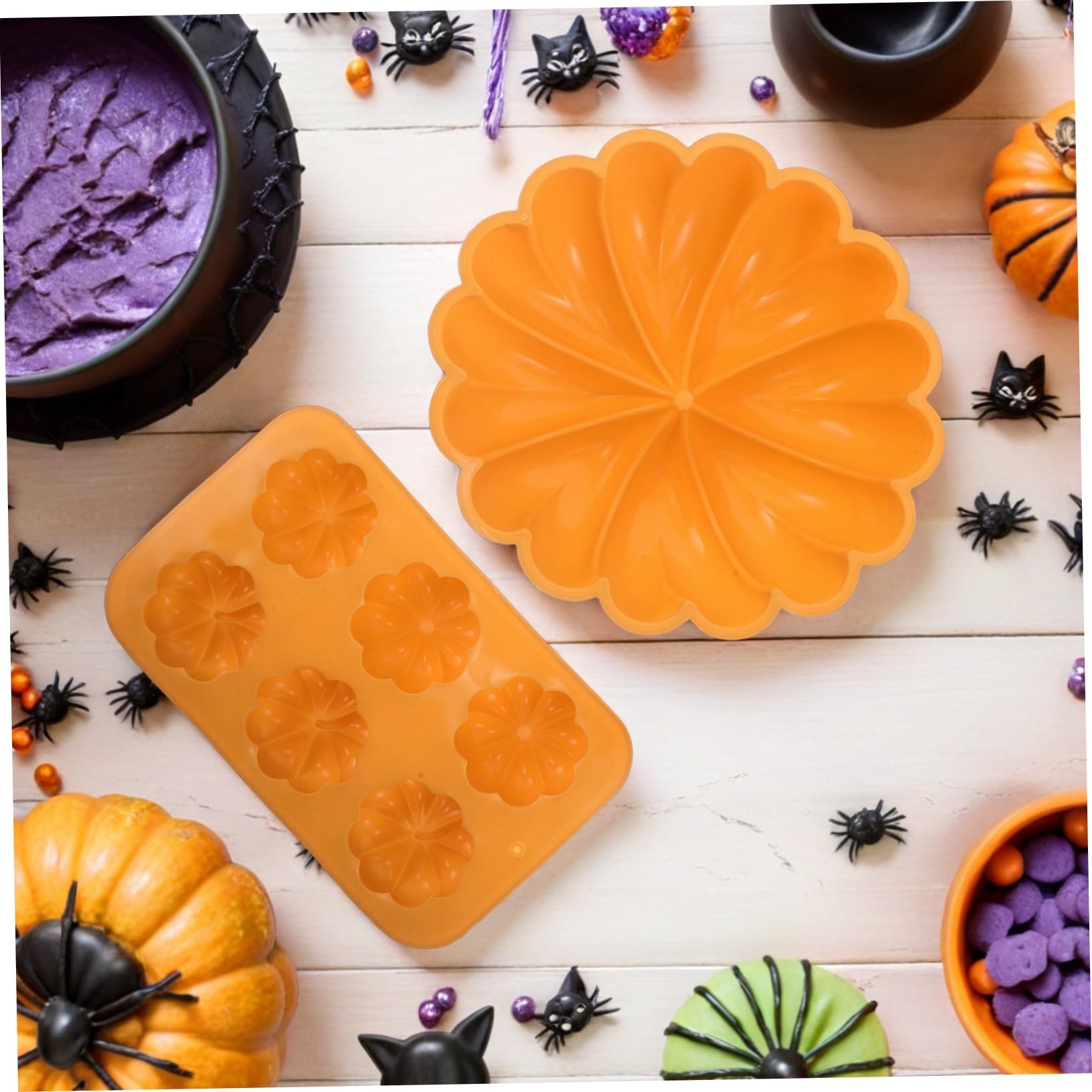 Mobestech 2piezas Molde Grande de Silicona Antiadherente para Pasteles de Calabaza y Molde de Cavidades para Hornear Unidades Festival Cosecha y Halloween