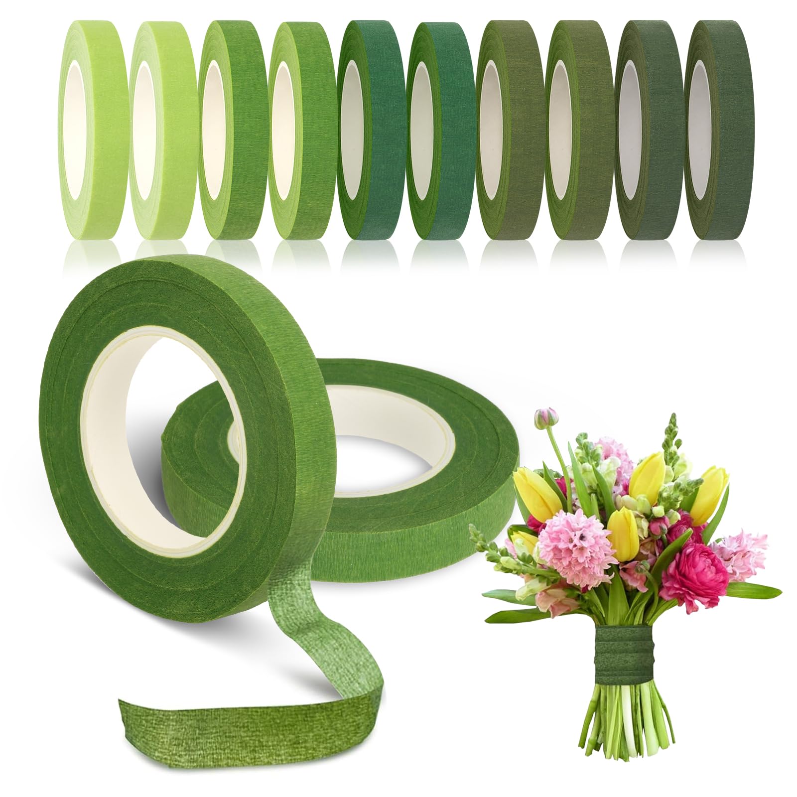 10 Roll Florist Tape 12mm Width 30 Yard/Roll Light Green Florist Tape