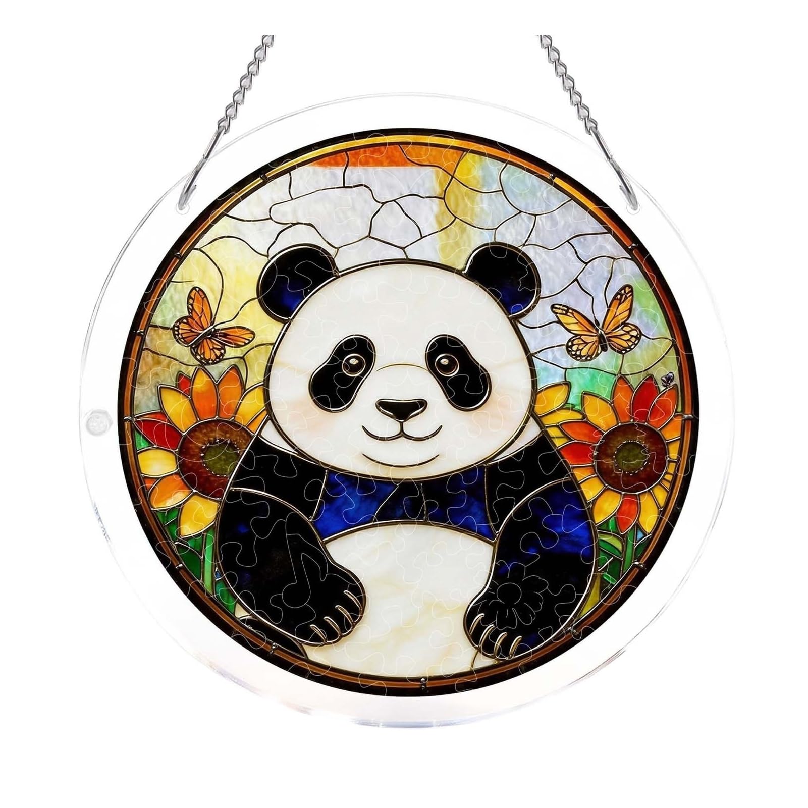 Acrylic Puzzle Window Hanging,7.4-Inch Acrylic Puzzles Suncatcher,Butterflies in Blooms,Suncatcher Window Hanging, Acrylics Jigsaw Puzzle Suncatchers,DIY Suncatcher Kits for Birthday Home Decor U