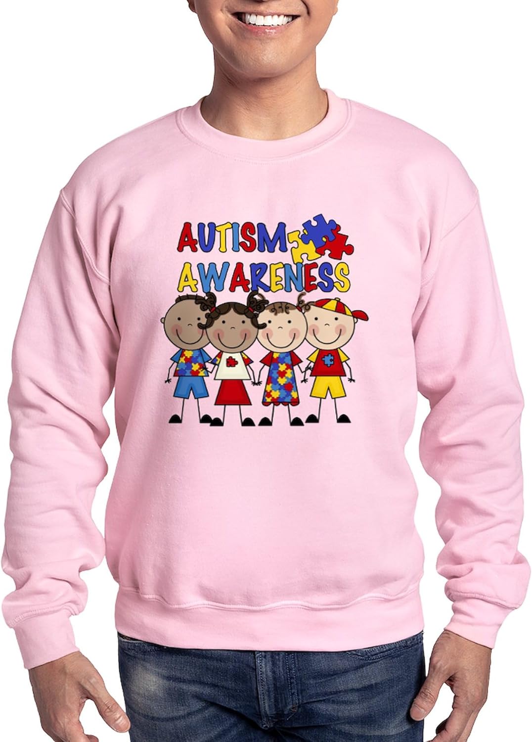 CafePress Autism Awareness Sweatshirt Classic Crew Neck Light Sweatshirt