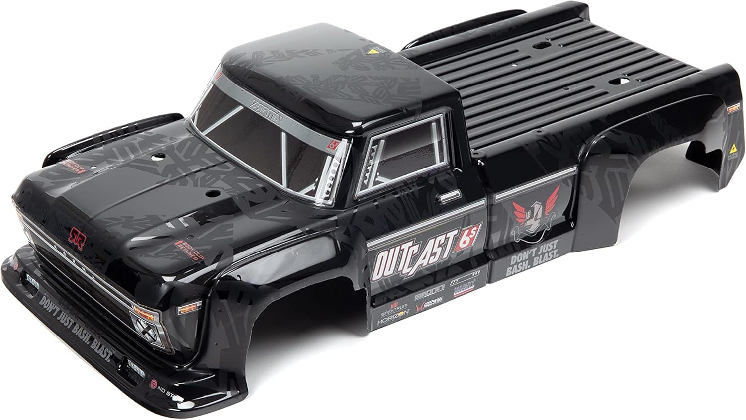 ARRMA 1/8 Painted Decaled Trimmed Body, Black : Outcast 6S BLX, ARA406160