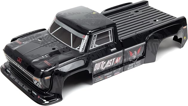 ARRMA 1/8 Painted Decaled Trimmed Body, Black Outcast 6S BLX, ARA406160