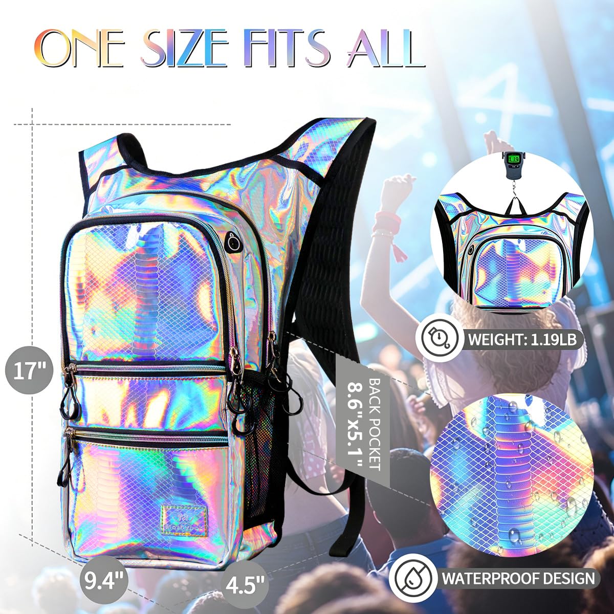Mochila de agua colorida con vejiga de hidratación de 3L