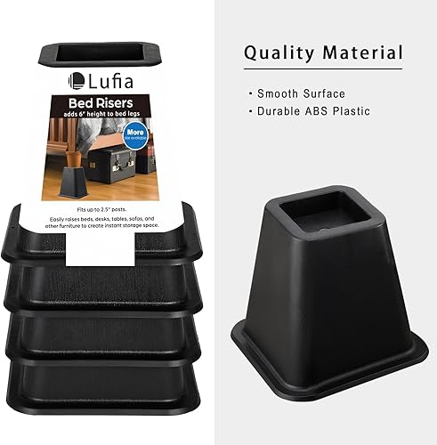 Miniatura 5 de Lufia Elevadores de muebles de cama resistentes, apilables, elevadores de cama para sofá, mesa, sofá, silla o escritorio, juego de 4 elevadores de