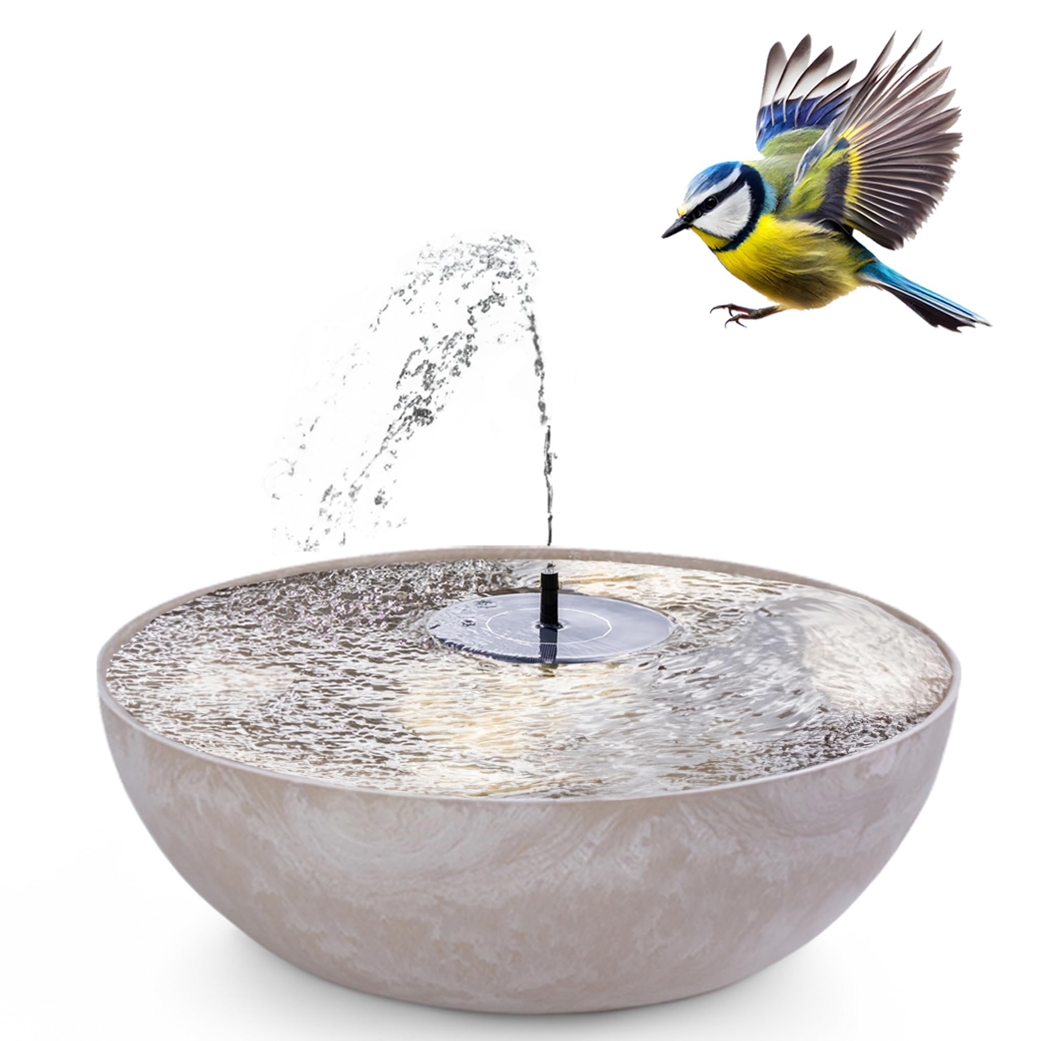 matches21 Wasser-Spiel Solar-Brunnen Set für draußen – 45 cm Sandfarben