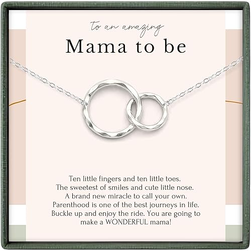 HOPE LOVE SHINE Twins “Mom to Be” Necklace – First Mothers Day Gift for Expecting Mom of Twins – Sterling Silver Double Circle Pendant