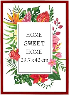 MG Design Rot Bilderrahmen A3 29,7 x 42 cm – Aus echtem Holz mit Acrylglas, zum Aufhängen & Aufstellen, für Fotos, Poster & Puzzle