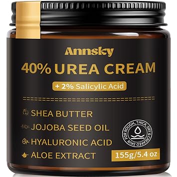 Urea Cream 40 Percent Plus Salicylic Acid 2%, Foot Cream for Dry, Cracked Heels, Calluses Professional Feet Maximum Strength Moisturizing Cream, 155g