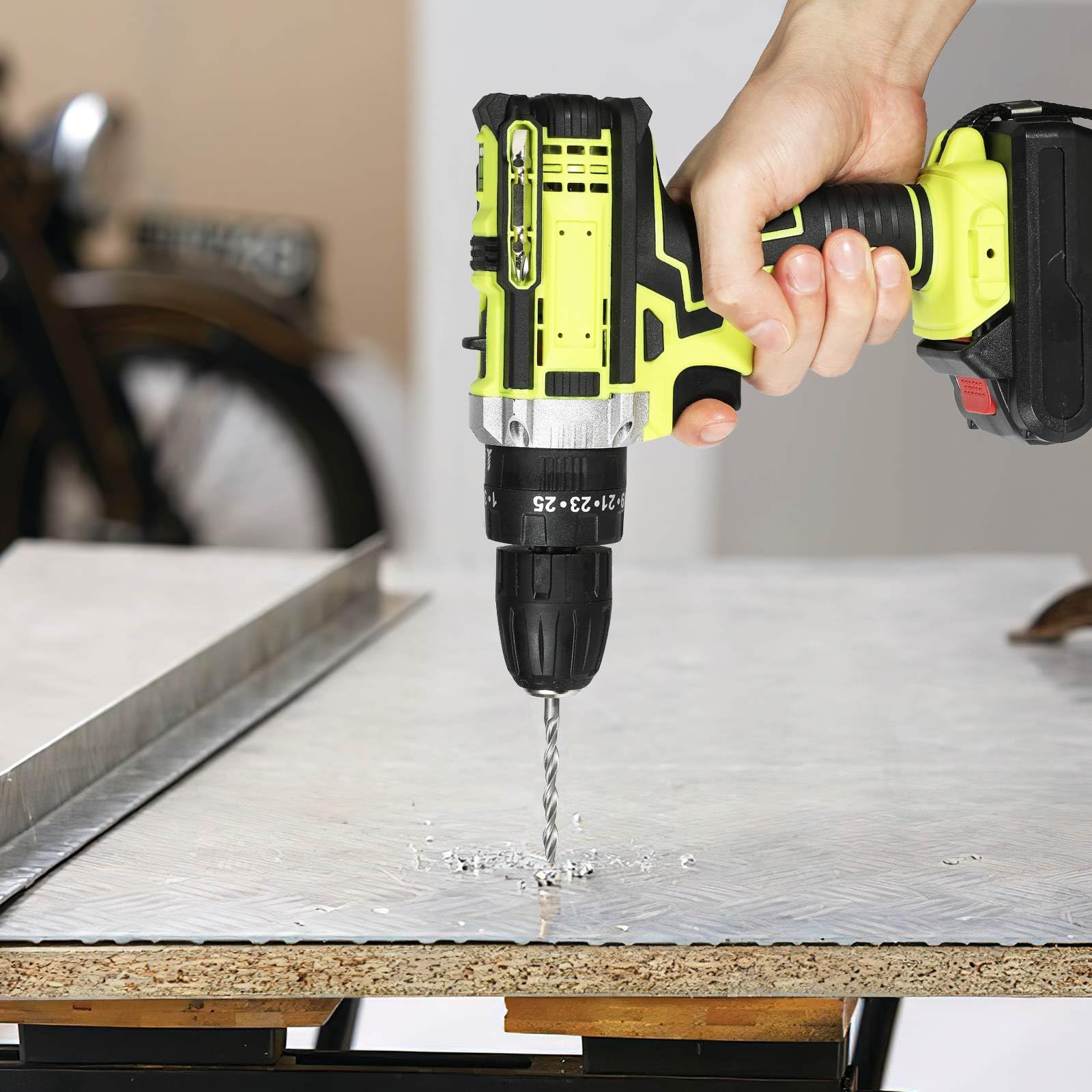 Recargable USB Taladro eléctrico Kit de herramientas 21v | Con batería*2 y cargador,Caja de herramientas compacta para bricolaje, reparación y mantenimiento en el hogar