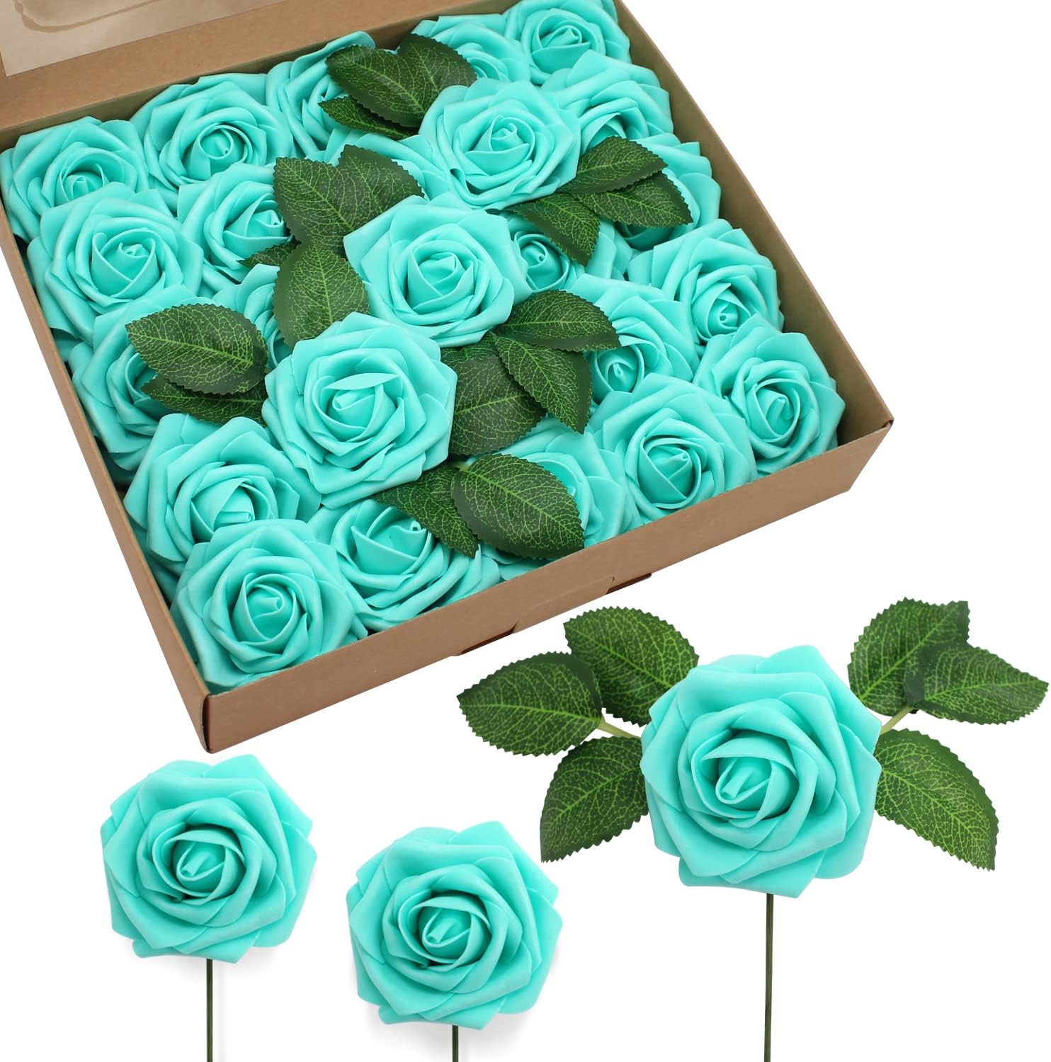 JOYLEX Artificial Flowers Realistic Roses, 50pcs Real